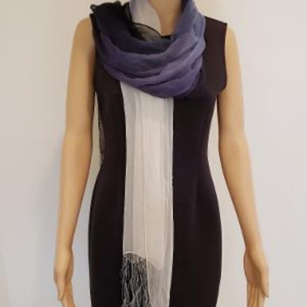 Beautiful Ombre Long Scarf Black to White